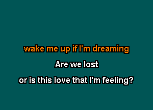 wake me up ifl'm dreaming

Are we lost

or is this love that I'm feeling?