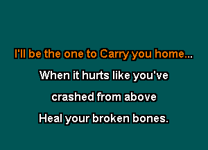 I'll be the one to Carry you home...

When it hurts like you've

crashed from above

Heal your broken bones.