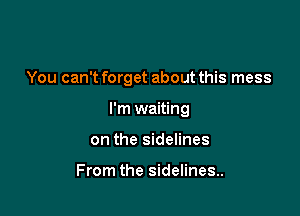 You can't forget about this mess

I'm waiting

on the sidelines

From the sidelines.
