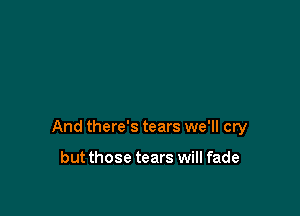 And there's tears we'll cry

but those tears will fade