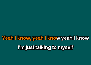 Yeah I know, yeah I know yeah I know

I'm just talking to myself