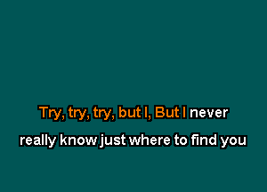 Try, try, try, but I. But I never

really knowjust where to find you