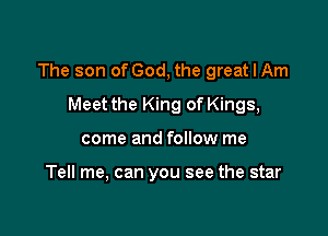 The son of God, the great I Am

Meet the King of Kings,
come and follow me

Tell me, can you see the star