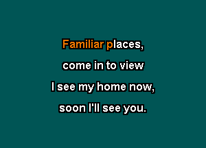 Familiar places,

come in to view

I see my home now,

soon I'll see you.