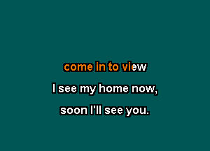 come in to view

I see my home now,

soon I'll see you.