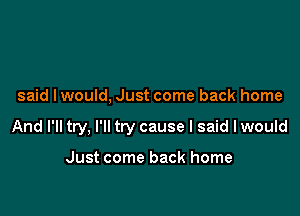 said I would, Just come back home

And I'll try, I'll try cause I said lwould

Just come back home