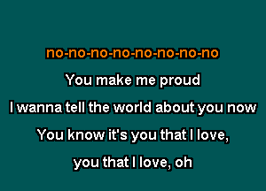 no-no-no-no-no-no-no-no

You make me proud

lwanna tell the world about you now

You know it's you that I love,

you thatl love, oh