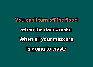 You can't turn offthe flood

when the dam breaks

When all your mascara

is going to waste