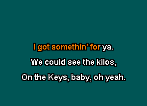 I got somethin' for ya.

We could see the kilos,

0n the Keys, baby, oh yeah.