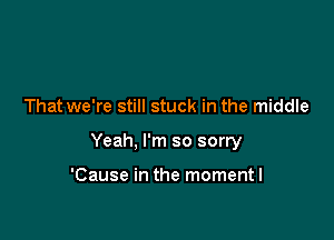 That we're still stuck in the middle

Yeah, I'm so sorry

'Cause in the momentl