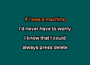 lfl was a machine

I'd never have to worry

lknow that I could

always press delete