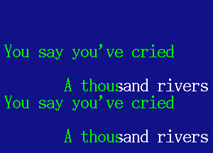 You say you ve cried

A thousand rivers
You say you ve crled

A thousand rivers