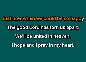 Just now when we could be so happy
The good Lord has torn us apart.
We'll be united in heaven.

I hope and I pray in my heart.