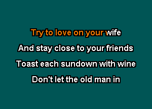 Try to love on your wife

And stay close to your friends

Toast each sundown with wine

Don't let the old man in