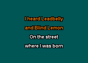 I heard Leadbelly

and Blind Lemon
0n the street

where I was born