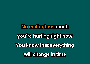 No matter how much

you're hurting right now

You know that everything

will change in time