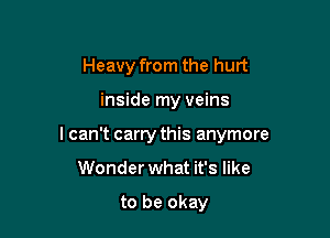 Heavy from the hurt

inside my veins

lcan't carry this anymore

Wonder what it's like

to be okay