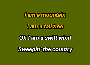 lam a mountain
Jam 3 tall tree

on I am a swift wind

Sweepin' the country