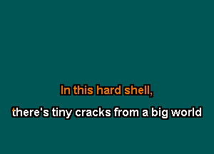 In this hard shell,

there's tiny cracks from a big world