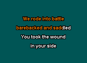 We rode into battle
barebacked and saddled

You took the wound

in your side