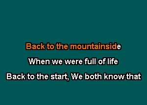 Back to the mountainside

When we were full of life

Back to the start, We both know that