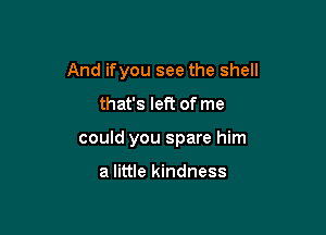 And ifyou see the shell

that's left of me

could you spare him

a little kindness