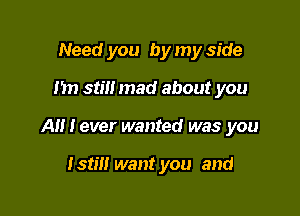 Need you by my side

Im still mad about you

Al! I ever wanted was you

1511!! want you and