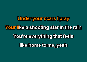 Under your scars I pray

Your like a shooting star in the rain

You're everything that feels

like home to me, yeah