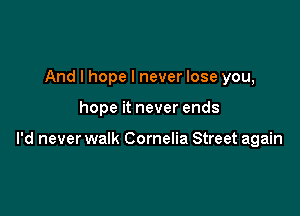 And I hope I never lose you,

hope it never ends

I'd never walk Cornelia Street again
