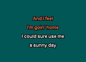 And lfeel
I'm goin' home

I could sure use me

a sunny day