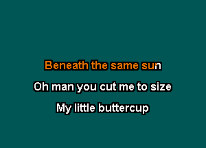 Beneath the same sun

Oh man you cut me to size

My little buttercup