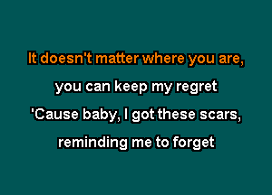 It doesn't matter where you are,

you can keep my regret
'Cause baby, I got these scars,

reminding me to forget