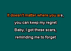 It doesn't matter where you are,

you can keep my regret
Baby, I got these scars,

reminding me to forget