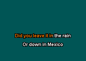 Did you leave it in the rain

Or down in Mexico