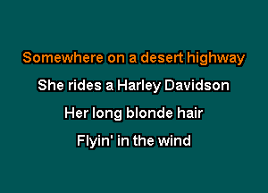 Somewhere on a desert highway

She rides a Harley Davidson
Her long blonde hair

Flyin' in the wind