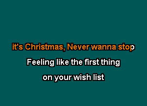it's Christmas, Never wanna stop

Feeling like the first thing

on your wish list