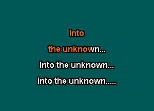 Into
the unknown...

Into the unknown...

Into the unknown .....