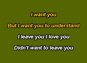 I want you
But! want you to understand

Heave you Hove you

Didn't want to Ieave you