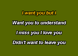 I want you but!
Want you to understand

I miss you Hove you

Didn't want to Ieave you