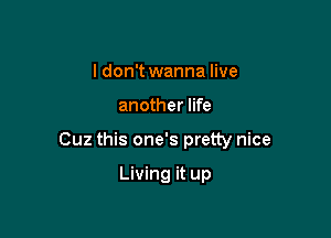 I don't wanna live

another life

Cuz this one's pretty nice

Living it up