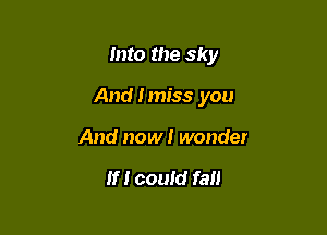 Into the sky

And I miss you

And now! wonder

If! could fall