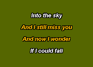 Into the sky

And I stm miss you

And now! wonder

If! could fall