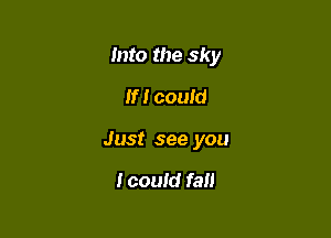 Into the sky
If I could

Just see you

I could fall