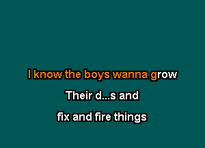I know the boys wanna grow
Their d...s and

fix and fire things