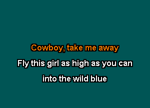 Cowboy, take me away

Fly this girl as high as you can

into the wild blue