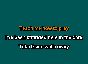 Teach me how to pray

I've been stranded here in the dark

Take these walls away