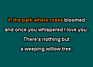 in the park where roses bloomed

and once you whispered I love you.

There's nothing but

aweeping willowtree.