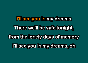 I'll see you in my dreams
There we'll be safe tonight,

from the lonely days of memory

I'll see you in my dreams, oh