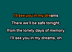 I'll see you in my dreams
There we'll be safe tonight,

from the lonely days of memory

I'll see you in my dreams, oh