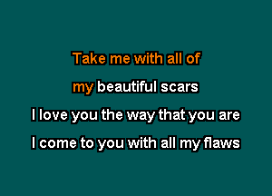 Take me with all of

my beautiful scars

I love you the way that you are

I come to you with all my flaws